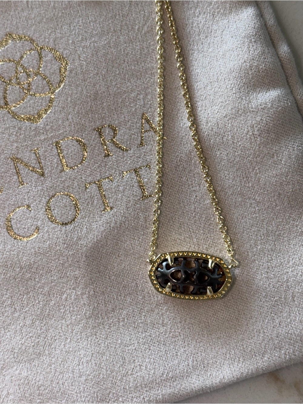 Kendra Scott Elisa Dollie black filigree necklace